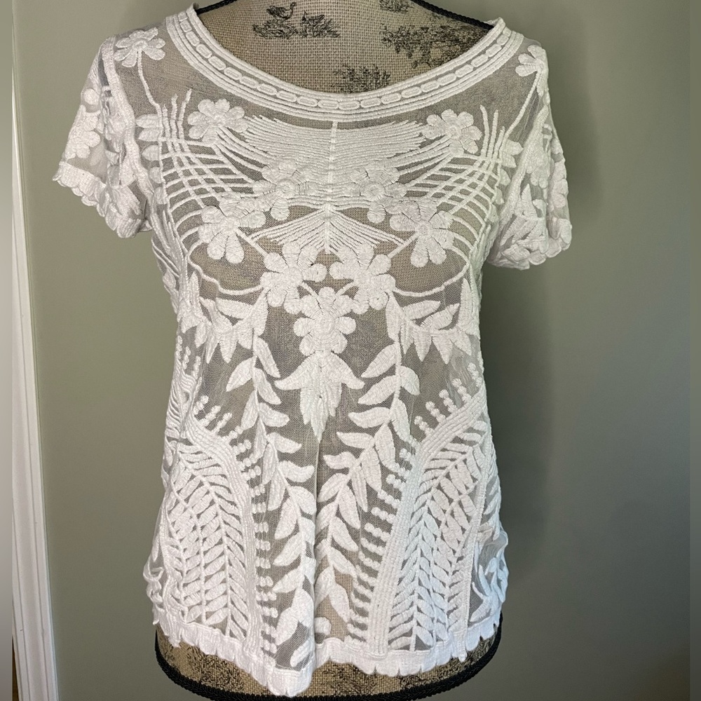 Reitmans sheer white lace top